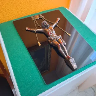 Cristo Crucificado Metal Dorado 35 x 45 cristal