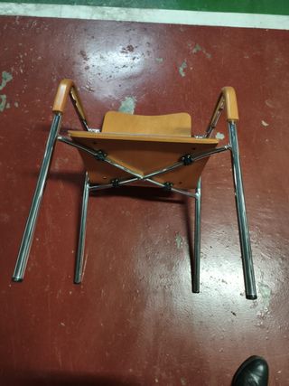 6 Sillas de oficina acero inox y madera tapizada