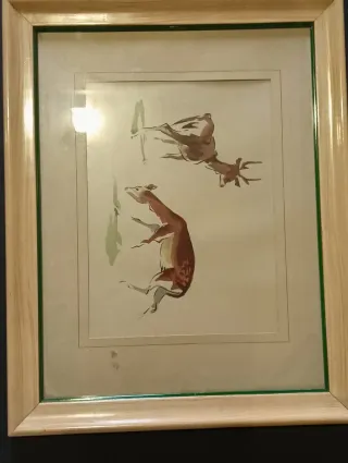 Cuadro animales caza madera