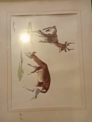 Cuadro animales caza madera