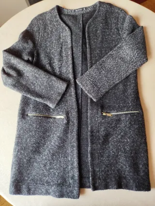 Abrigo Stradivarius Mujer Negro/Gris