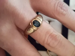 10 Anillos Vintage Dorados con Piedras Azules *"