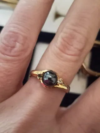 10 Anillos Vintage Dorados con Piedras Azules *"