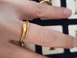 10 Anillos Vintage Dorados con Piedras Azules *"