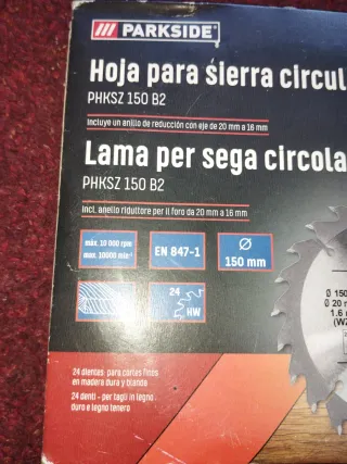 Hoja Sierra Circular Parkside PHKSZ 150 B2