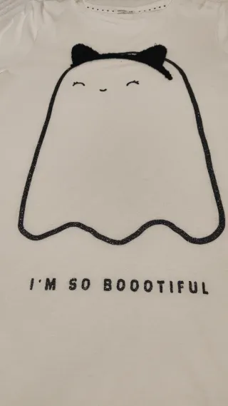 Camisón Oysho blanco estampado fantasma