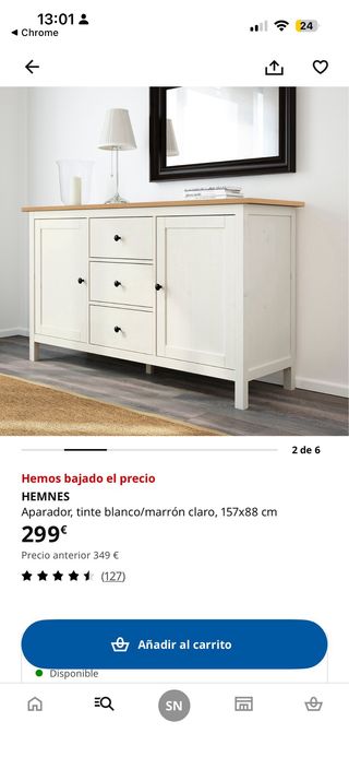 Aparador blanco HEMNES Ikea con tiradores nuevos