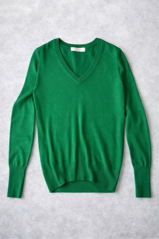 Jersey Zara Verde Cuello Pico