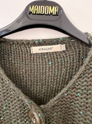 Cardigan maglia verde con paillettes
