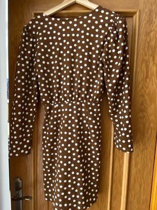 Vestido Mango lunares marrón y blanco