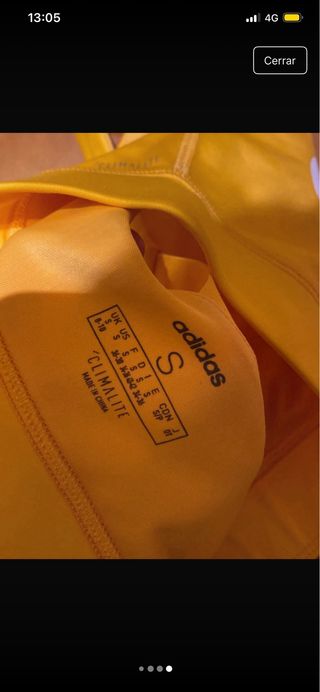 Top deportivo Adidas amarillo talla S