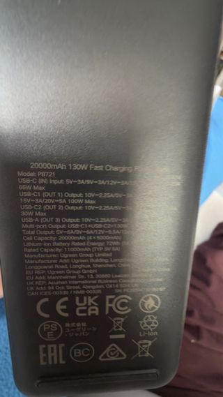 Batería Externa Ugreen 20000mAh 130W