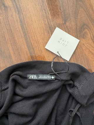 Top Zara Negro Tirantes Cuadrado