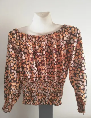 Blusa Vintage Manga Comprida Florida