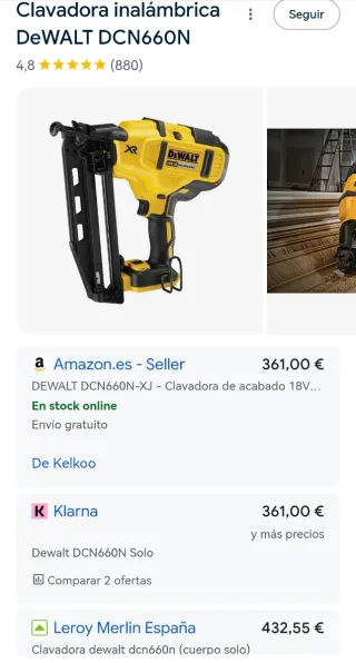 Clavadora Dewalt 18v de 1.6 mm