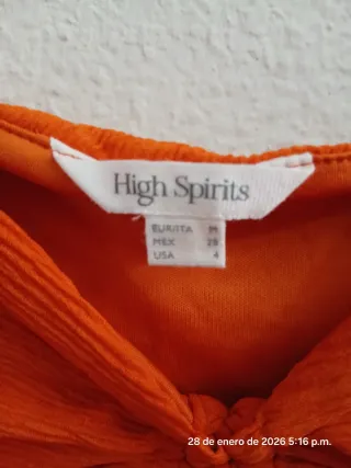 Top corto High Spirits Talla M Naranja