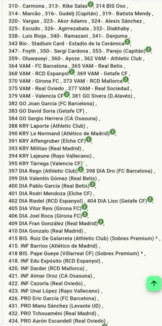 Cambio Cromos Adrenalyn 25/26