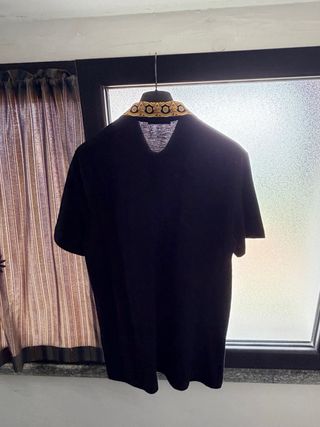 Polo Versace Uomo Nero con Collo Decorato