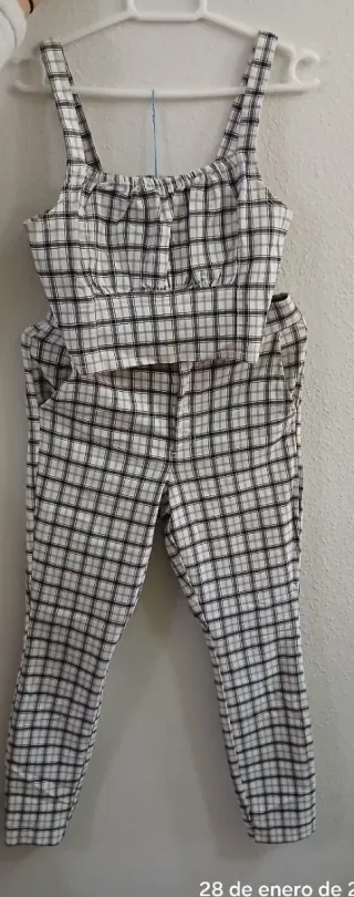 Conjunto Hollister Cuadros Blanco y Negro Talla S