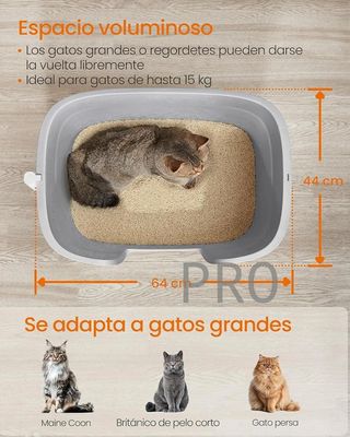 Box di sabbia per gatti grandi, extra grande con tavolo raccoglitore, pala, grigio colomba PPT003G01