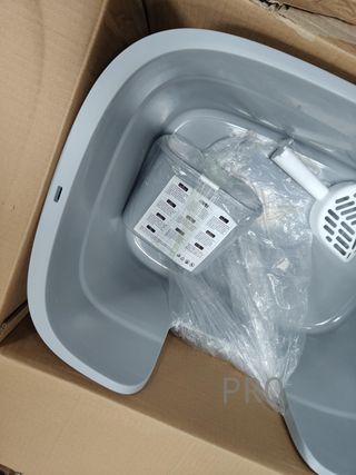 Box di sabbia per gatti grandi, extra grande con tavolo raccoglitore, pala, grigio colomba PPT003G01