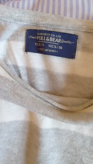 Jersey Pull and Bear Rayas gris y blanco talla S