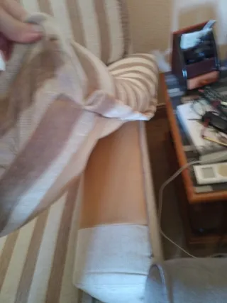 Sofá 3 plazas beige/marrón con fundas lavables