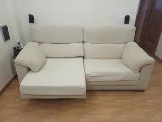 Sofá 3 plazas beige tela