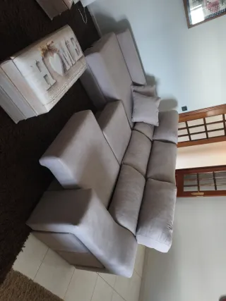 Sofá modular beige y marrón