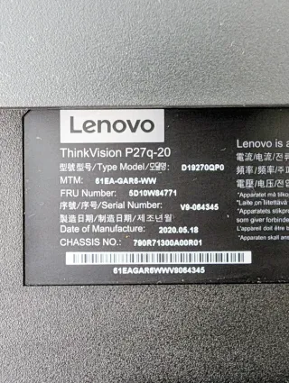 Monitor Lenovo ThinkVision P27q-20 (senza bordi)