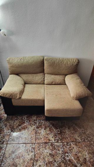 Sofá 2 plazas extraíble tapizado en chenilla beige
