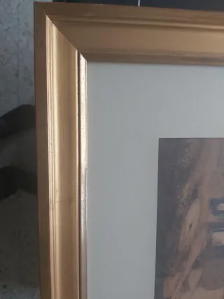 Cuadro Pintura Antigua Marco Madera