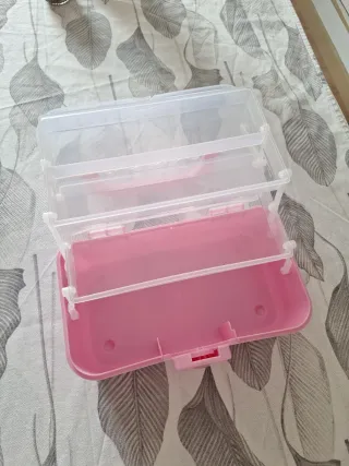 Maletín organizador rosa y blanco