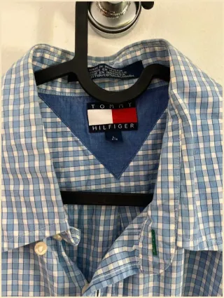 Camisa Tommy Hilfiger cuadros azul y blanco