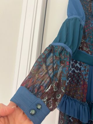 Vestido H. Preppy largo azul patchwork volantes