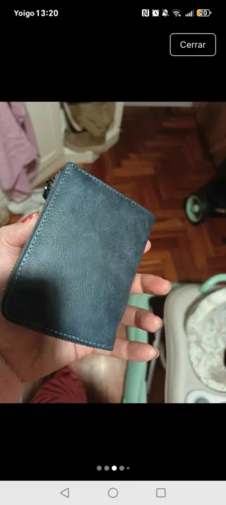 Cartera monedero azul y marrón
