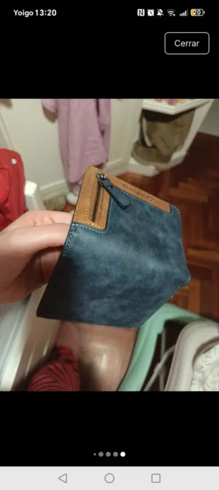 Cartera monedero azul y marrón