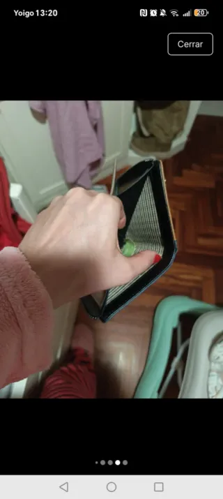 Cartera monedero azul y marrón