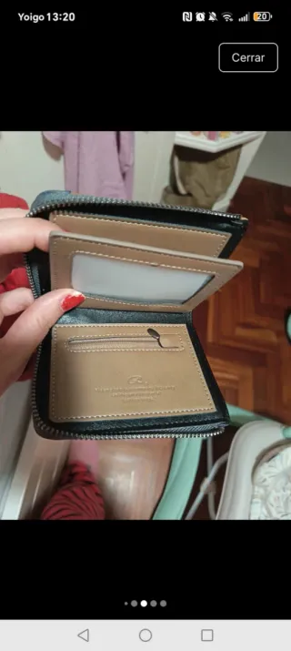 Cartera monedero azul y marrón