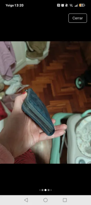 Cartera monedero azul y marrón