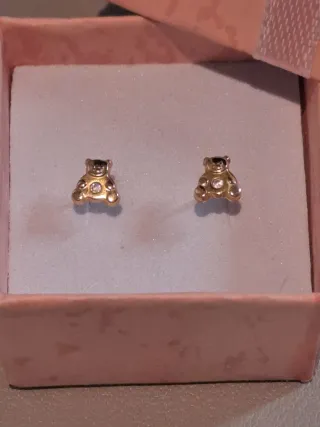 Pendientes infantiles Oro 18k ositos con Circonita