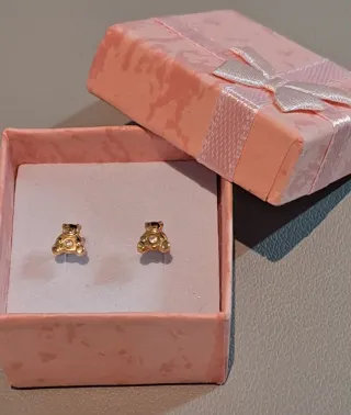 Pendientes infantiles Oro 18k ositos con Circonita