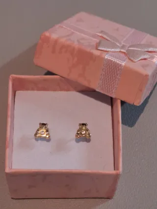 Pendientes infantiles Oro 18k ositos con Circonita