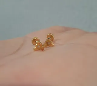Pendientes infantiles Oro 18k ositos con Circonita