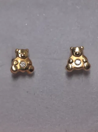 Orecchini per bambini in oro 18k con orsetti e zircone