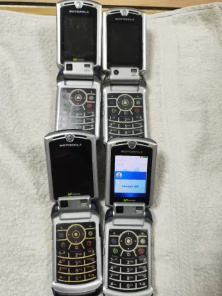 4 Motorola Antiguos (Azul/Plata) V3x