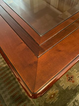 Mesa de centro madera noble y cristal