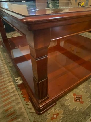 Mesa de centro madera noble y cristal