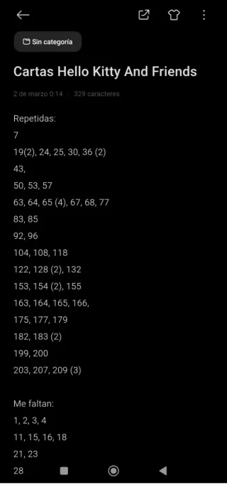 Colección Cromos y Cartas Hello Kitty