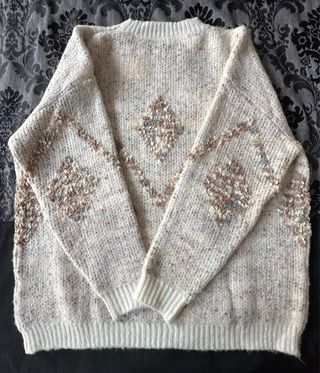 Jersey mujer XL crema con rombos